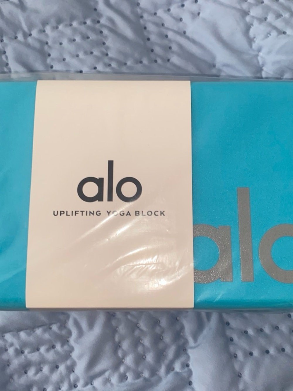 ALO Yoga Bright Aqua and Silver Yoga Block